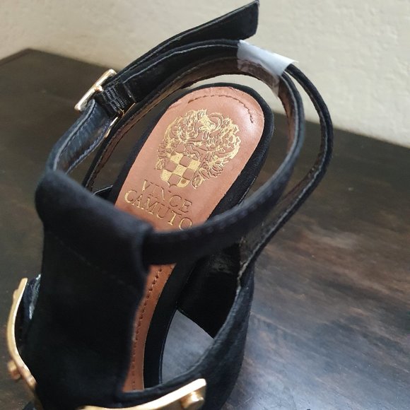 Vince Camuto Black and Gold Strappy Sandals - Picture 8 of 10